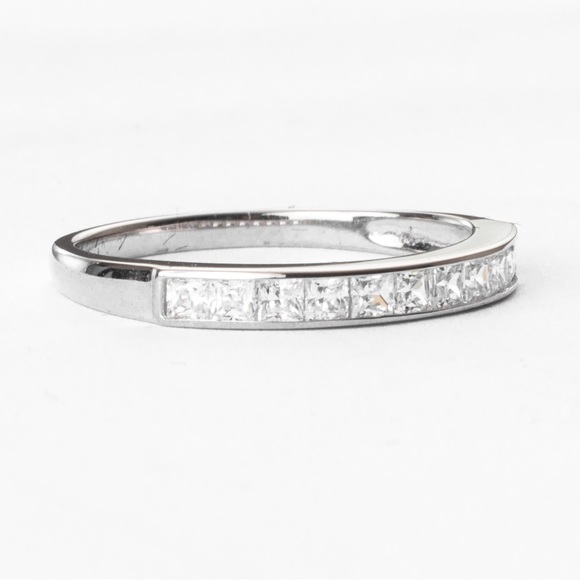 Minimalist luxury simulated diamond 1 CTW 14KT white gold band ring Absolute 8 - Picture 4 of 16